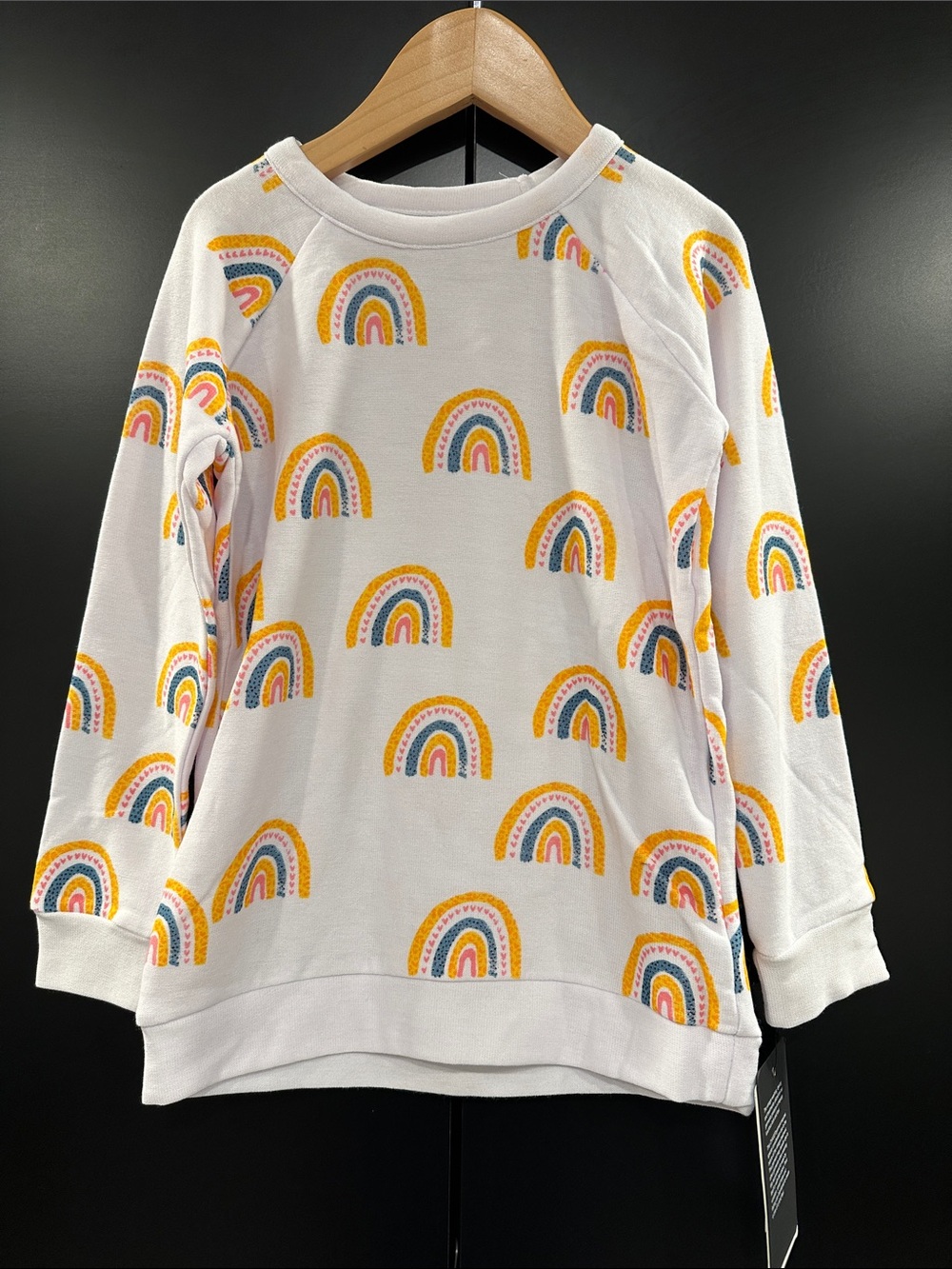 NEW Chaser Kids White Sweatshirt with Yellow, Pink & Blue Rainbow Print